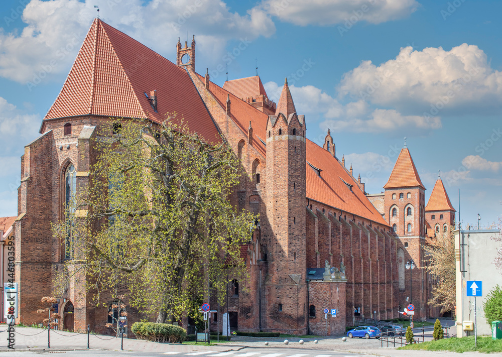 Fototapeta premium Kwidzyn, Poland - built in 1233 and a fine example of Teutonic Knights' castles architecture, the Kwidzyn Castle is famous for its red brick and unusual shape