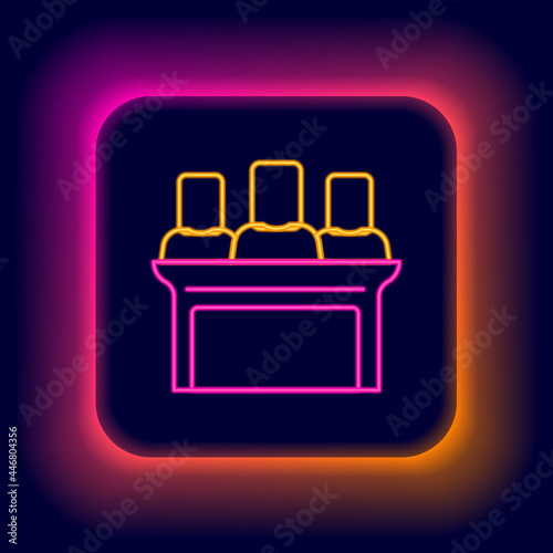 Glowing neon line Jurors icon isolated on black background. Colorful outline concept. Vector