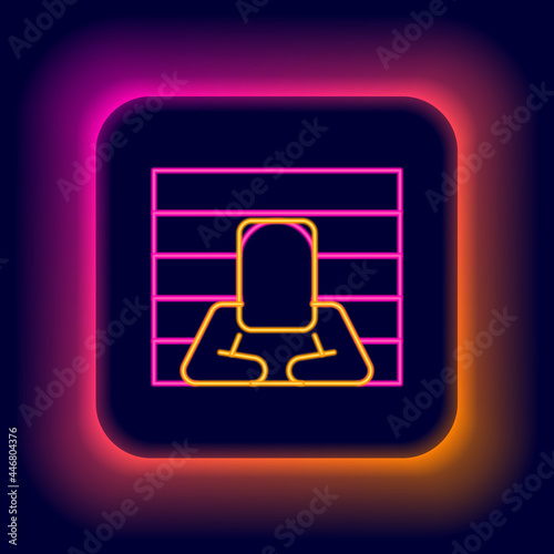 Glowing neon line Prisoner icon isolated on black background. Colorful outline concept. Vector
