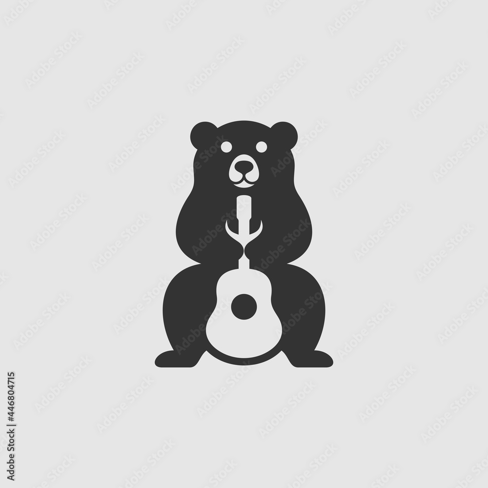 Fototapeta premium Bear Animal Guitar Business Logo Design