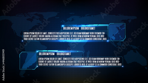 abstract futuristic background of blue technology sci fi frame, hud ui topic, lower third button bar
