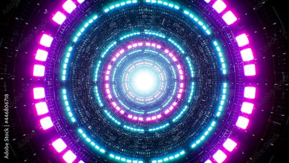 Cyber Neon Circle Light Portal Tunnel Cyber Neon Circle Light Portal Tunnel