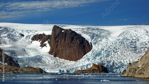 glacier around the rock on the mountain in the sea, Christian Sund, Greenland 