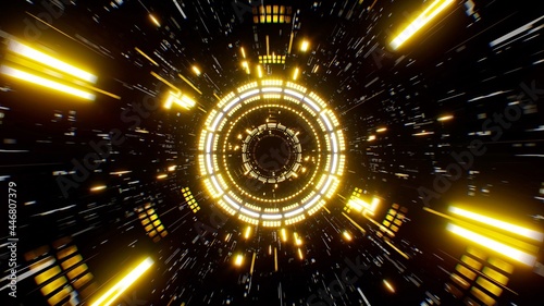 Futuristic Gold Light Sci fi Tunnel