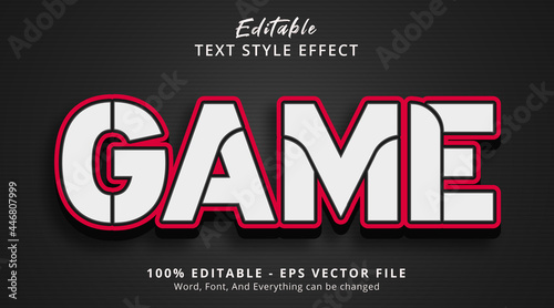 Editable text effect, Game text on bold style effect