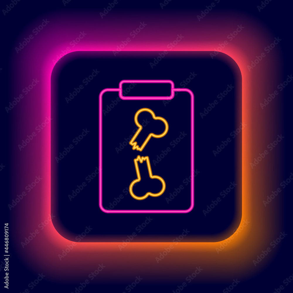Glowing neon line X-ray shots icon isolated on black background. Colorful outline concept. Vector