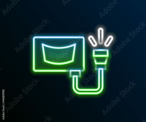 Glowing neon line Ultrasound icon isolated on black background. Medical equipment. Colorful outline concept. Vector