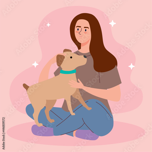 woman with pet dog