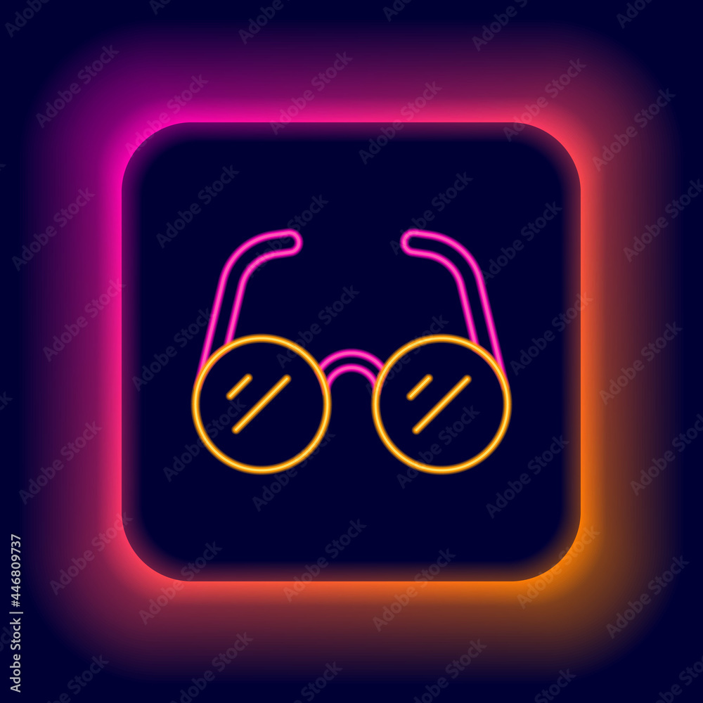 Glowing neon line Glasses icon isolated on black background. Eyeglass frame symbol. Colorful outline concept. Vector Glowing neon line Glasses icon isolated on black background. Eyeglass frame symbol. Colorful outline concept. Vector