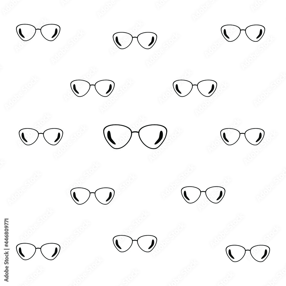 Vector pattern with eyeglasses, isolated on a white background.Doodle seamless pattern. Vector pattern with eyeglasses, isolated on a white background.Doodle seamless pattern.