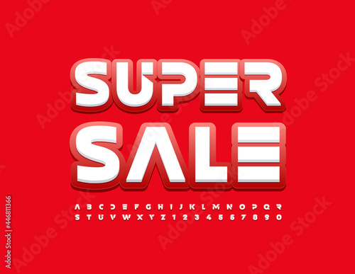 Wallpaper Mural Vector advertising banner Super Sale. Stylish modern Font. Bright set of Alphabet Letters and Numbers Torontodigital.ca