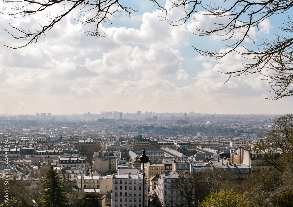 Paris skyline from Montmartre at sunset