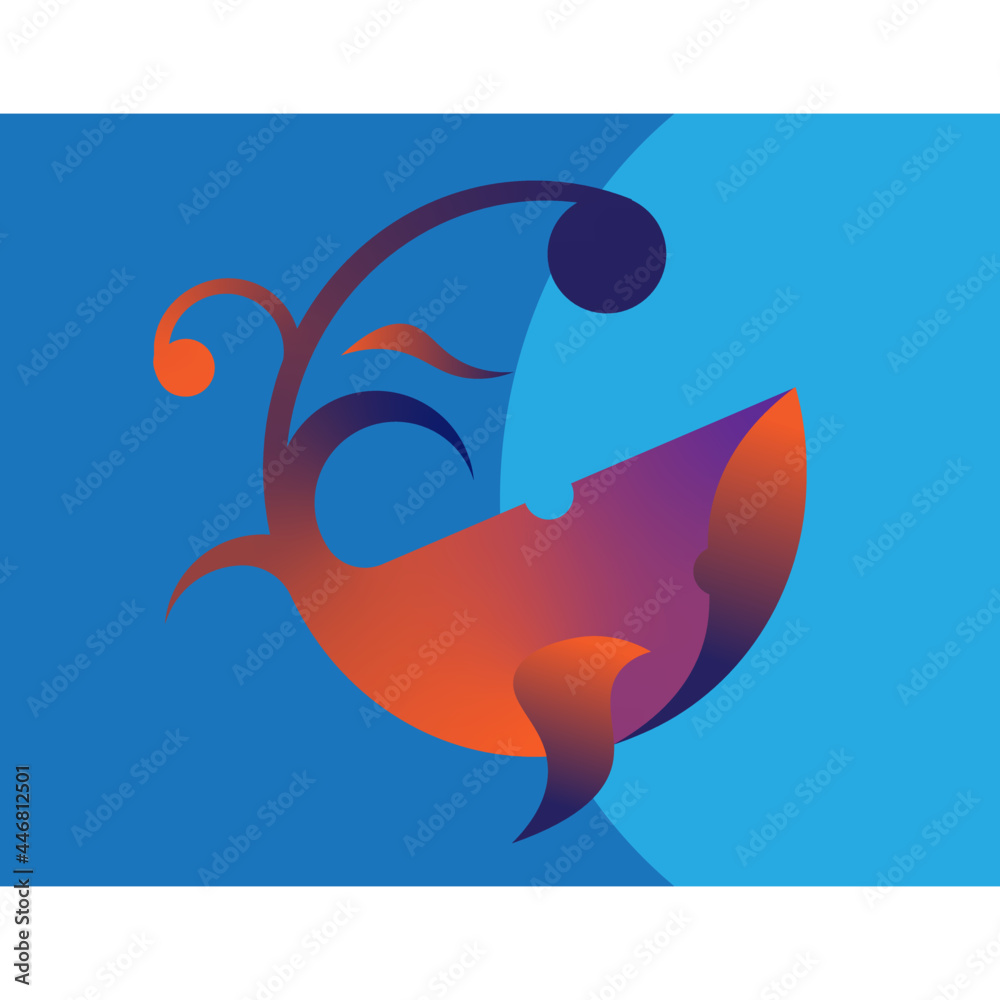 Whale Fish in The Ocean Vector Art Illustration Stock Vector | Adobe Stock
