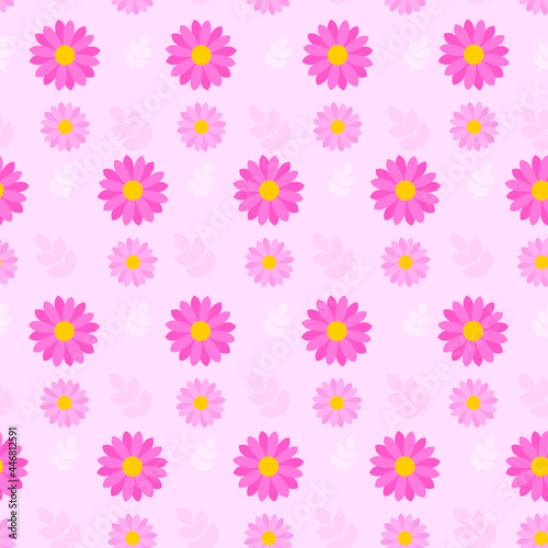 Fototapeta Naklejka Na Ścianę i Meble -  This is a seamless pattern of flowers on a pink background. Vector wrapping paper.