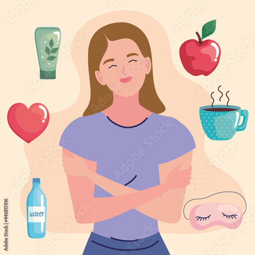 woman and selfcare icons