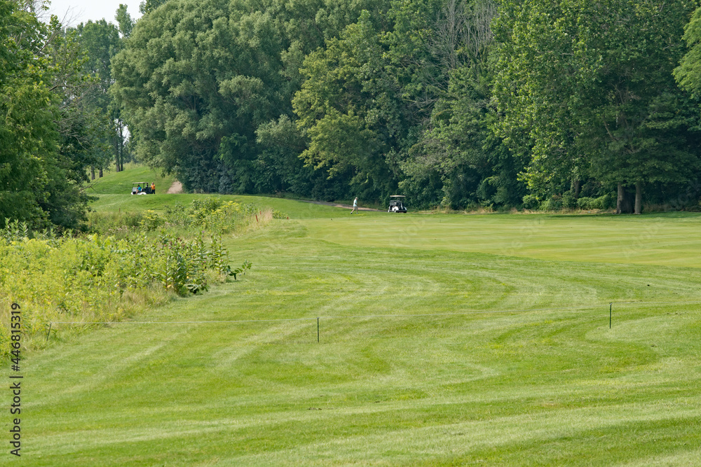 Golfers on a links course in Indiana.