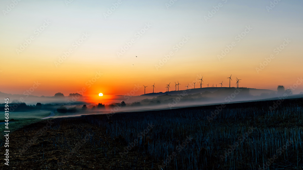 colorful sunrise in autumn