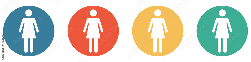 Bunter Banner mit 4 Buttons: Frau Bunter Banner mit 4 Buttons: Frau