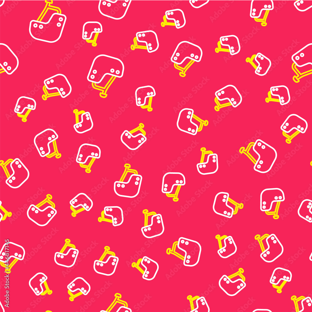 Line Skateboard helmet icon isolated seamless pattern on red background. Extreme sport. Sport equipment. Vector Line Skateboard helmet icon isolated seamless pattern on red background. Extreme sport. Sport equipment. Vector