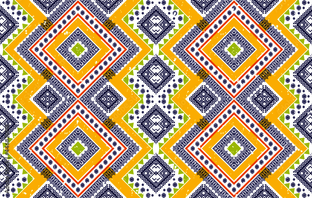 Ikat geometric ethnic pattern. Aztec fabric carpet mandala ornament chevron textile decoration wallpaper. Traditional embroidery vector illustrations background.