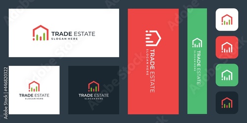house logos and trade, profit, finance & investment logos. icon for real estate building business and trade finance. Premium vector. business card.
