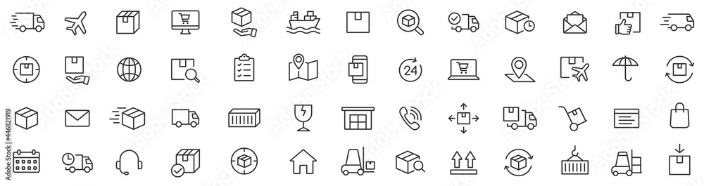 Delivery line icons set. Shipping icon collection. Vector Stock Vector ...