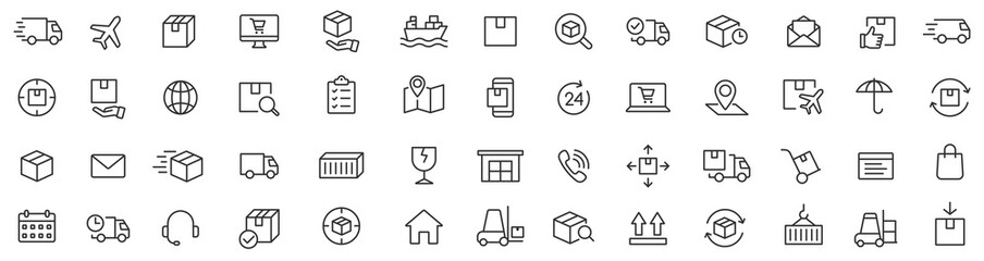 Delivery line icons set. Shipping icon collection. Vector 