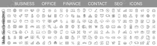Thin line icons big set. Icons Business Office Finance Marketing Shopping SEO Contact. Vector illustration photo