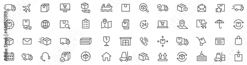 Delivery line icons set. Shipping icon collection. Vector 
