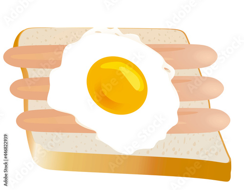 Hot dog and egg toast. vector