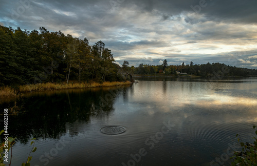  Summer lake and cloudy sky on a rainy summer day