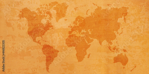 Fototapeta Naklejka Na Ścianę i Meble -  Old vintage  world map with texture background on paper