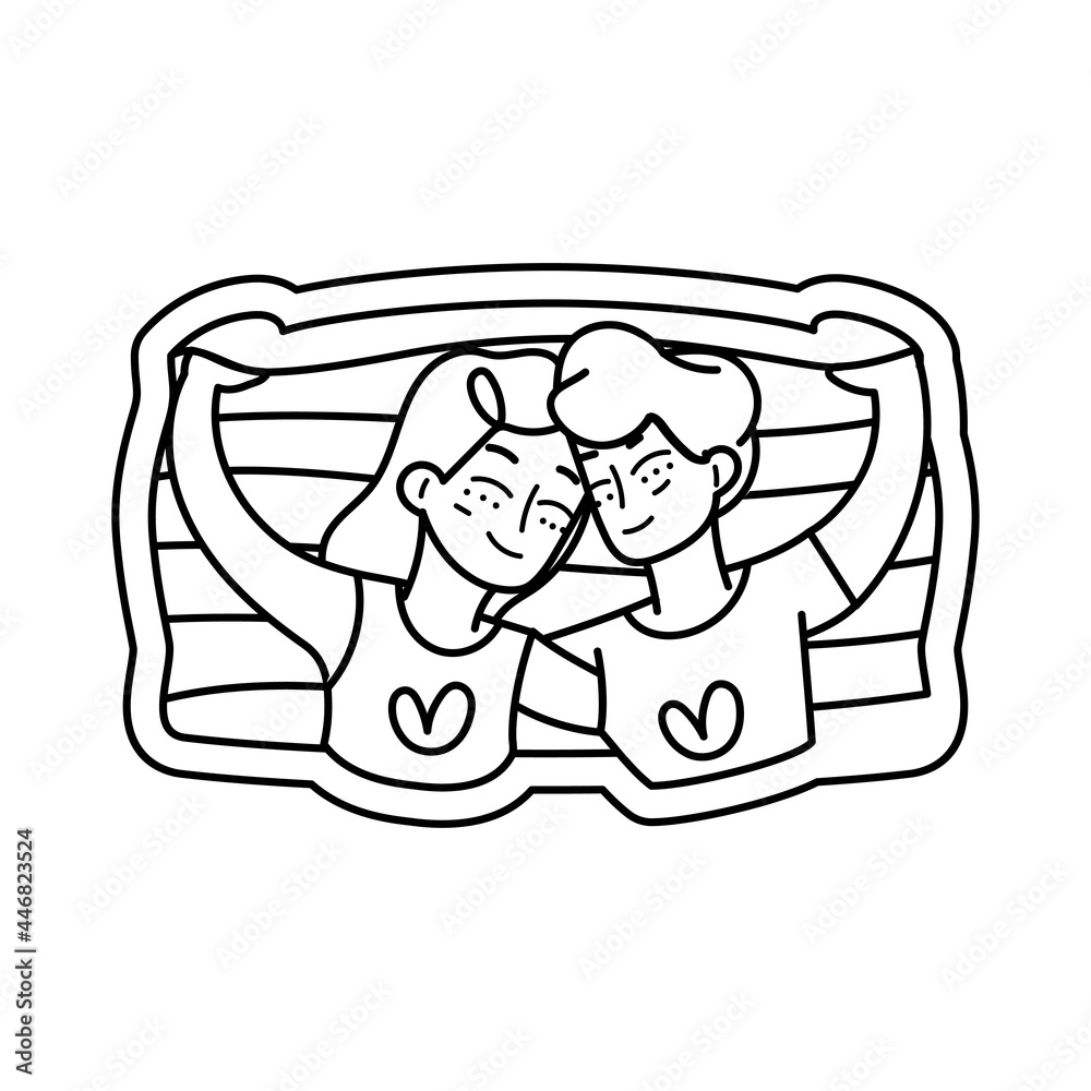Fototapeta premium Isolated same sex couple with a flag pride icon Vector