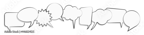 white speech bubbles in a row