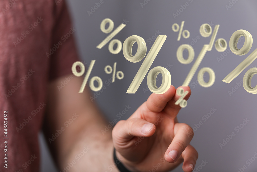 Fototapeta premium percent shopping digital in hand 3d..