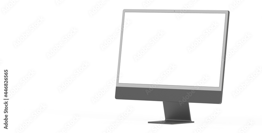Computer display mock up with blank white screen. Stylish desktop computer mockup. Computer display mock up with blank white screen. Stylish desktop computer mockup.