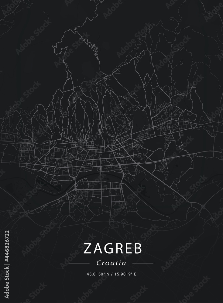 Map of Zagreb, Croatia