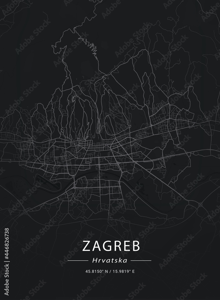 Map of Zagreb, Croatia
