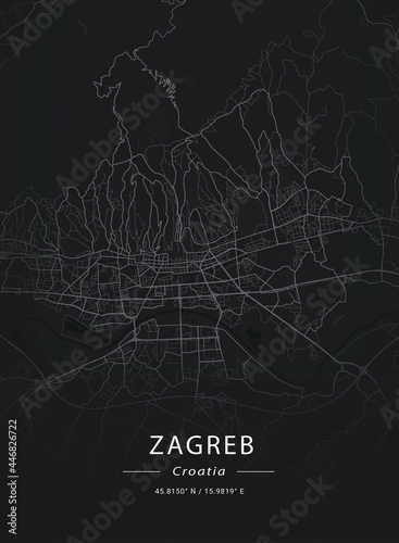 Fotografia Map of Zagreb, Croatia