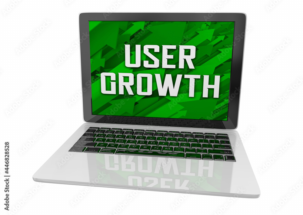 User Growth New Customer Install Base App Software Downloads Laptop Computer 3d Illustration User Growth New Customer Install Base App Software Downloads Laptop Computer 3d Illustration