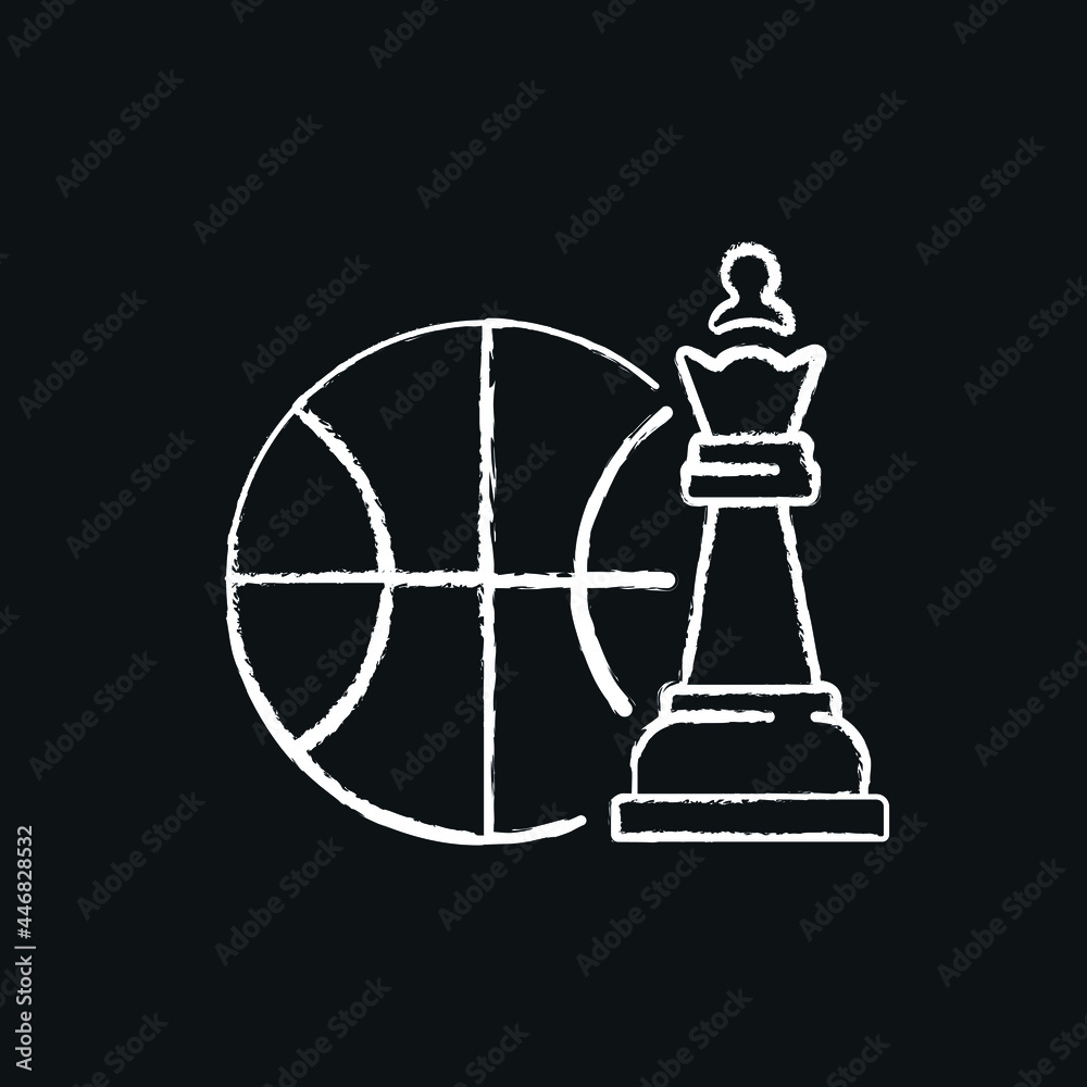 Basketball strategy chalk icon. Vector black illustration