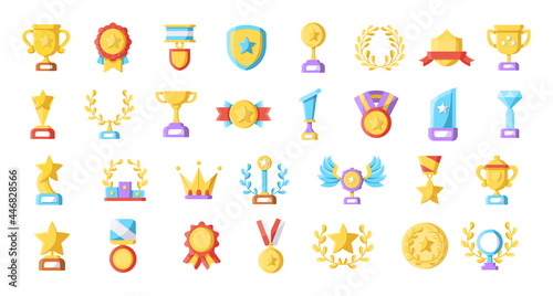Set of trophies and medals Vector rillustration photo