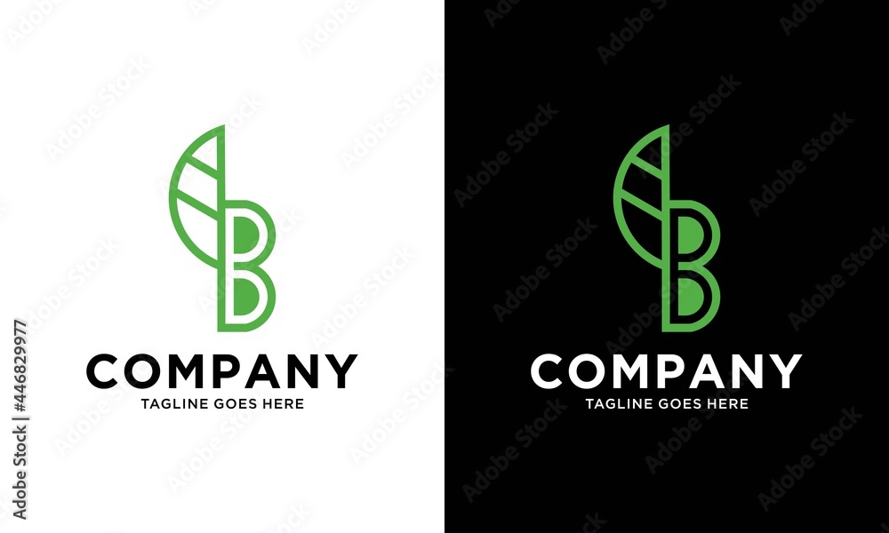 B letter logo with leaf. Line style icon. Creative modern Nature logo design for B B letter logo with leaf. Line style icon. Creative modern Nature logo design for B