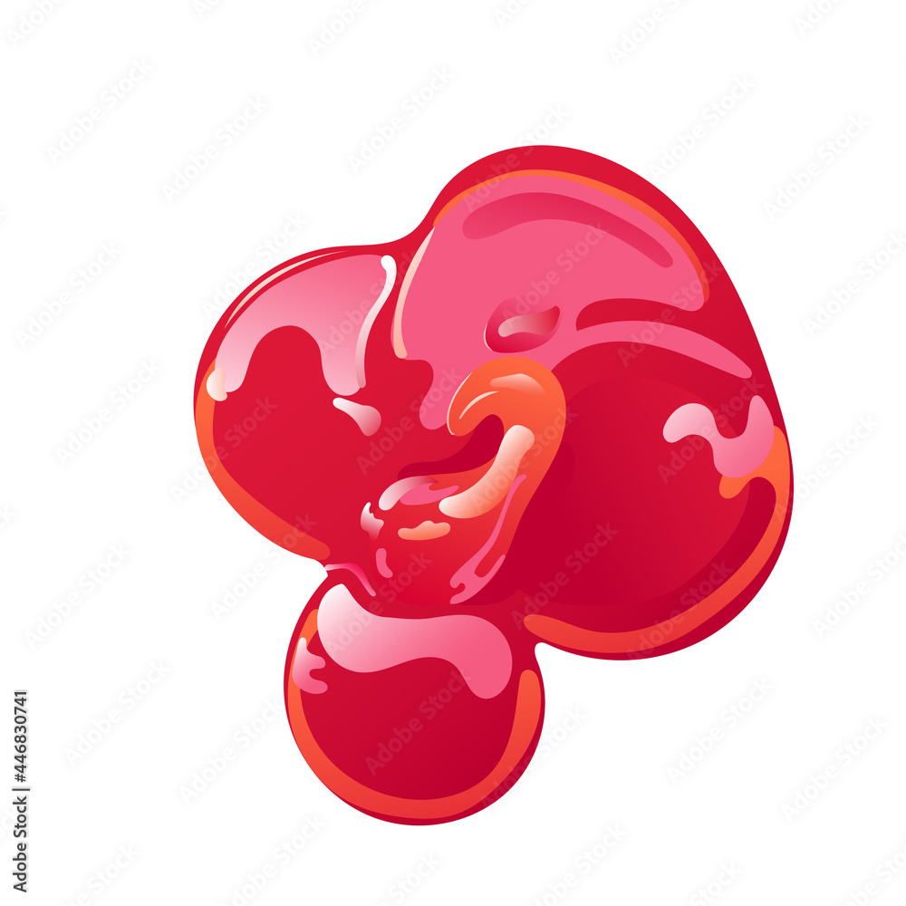 Tomato ketchup splash, stain or drop. Red food condiment. Vector element in flat cartoon style. Tomato ketchup splash, stain or drop. Red food condiment. Vector element in flat cartoon style.