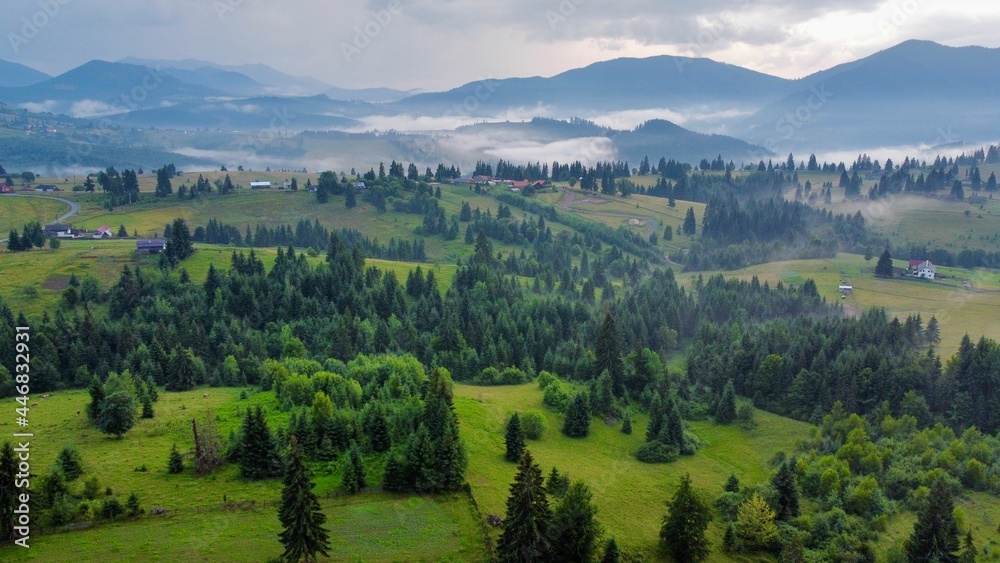Naklejka premium Aerial view of Tihuta Pass,Transylvania.