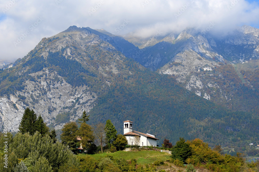 The church of Ponte Arche, a small town in the municipality Comano Terme. Trentino, Italy.