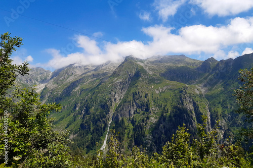 Vista panoramica sulle montagne dal sentiero che porta al rifugio e laghi Cornisello in Trentino nella Val Nambrone in Trentino, viaggi e paesaggi nel Parco Adamello-Brenta sulle dolomiti in Italia photo