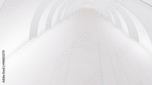 White architecture background arched interior 3d render