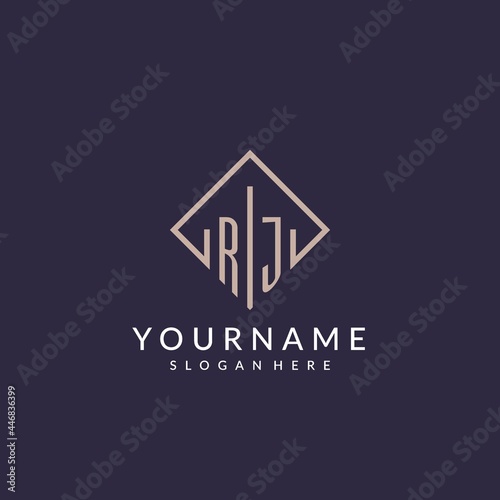 RJ initial monogram logo with rectangle style design