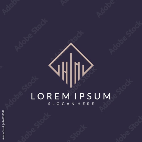 HM initial monogram logo with rectangle style design
